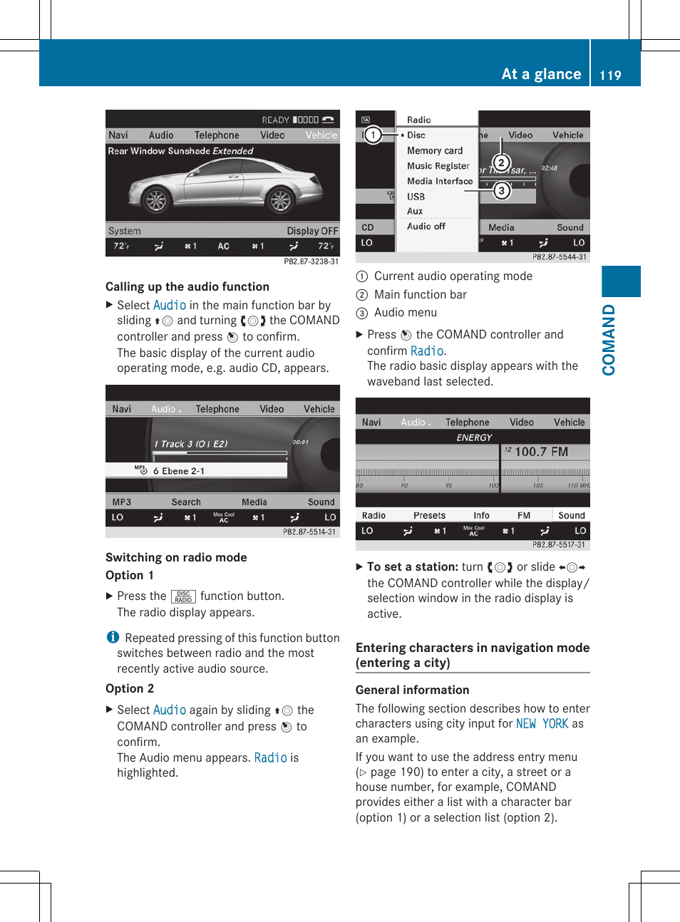 Comand, At a glance | Mercedes-Benz CL-Class 2011 User Manual | Page 121 / 480