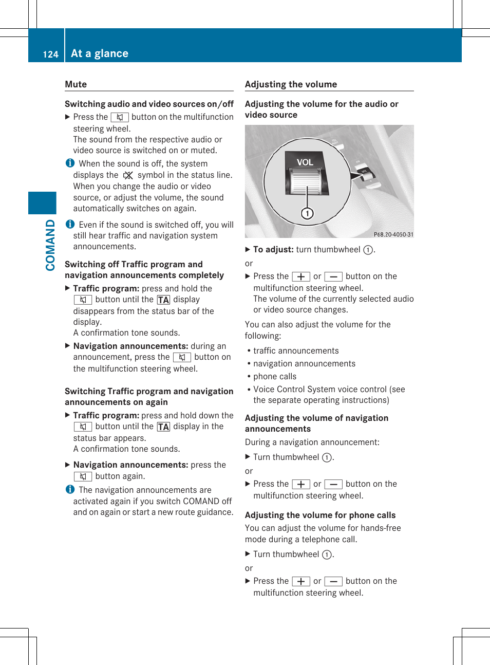 Comand, At a glance | Mercedes-Benz CL-Class 2011 User Manual | Page 126 / 480