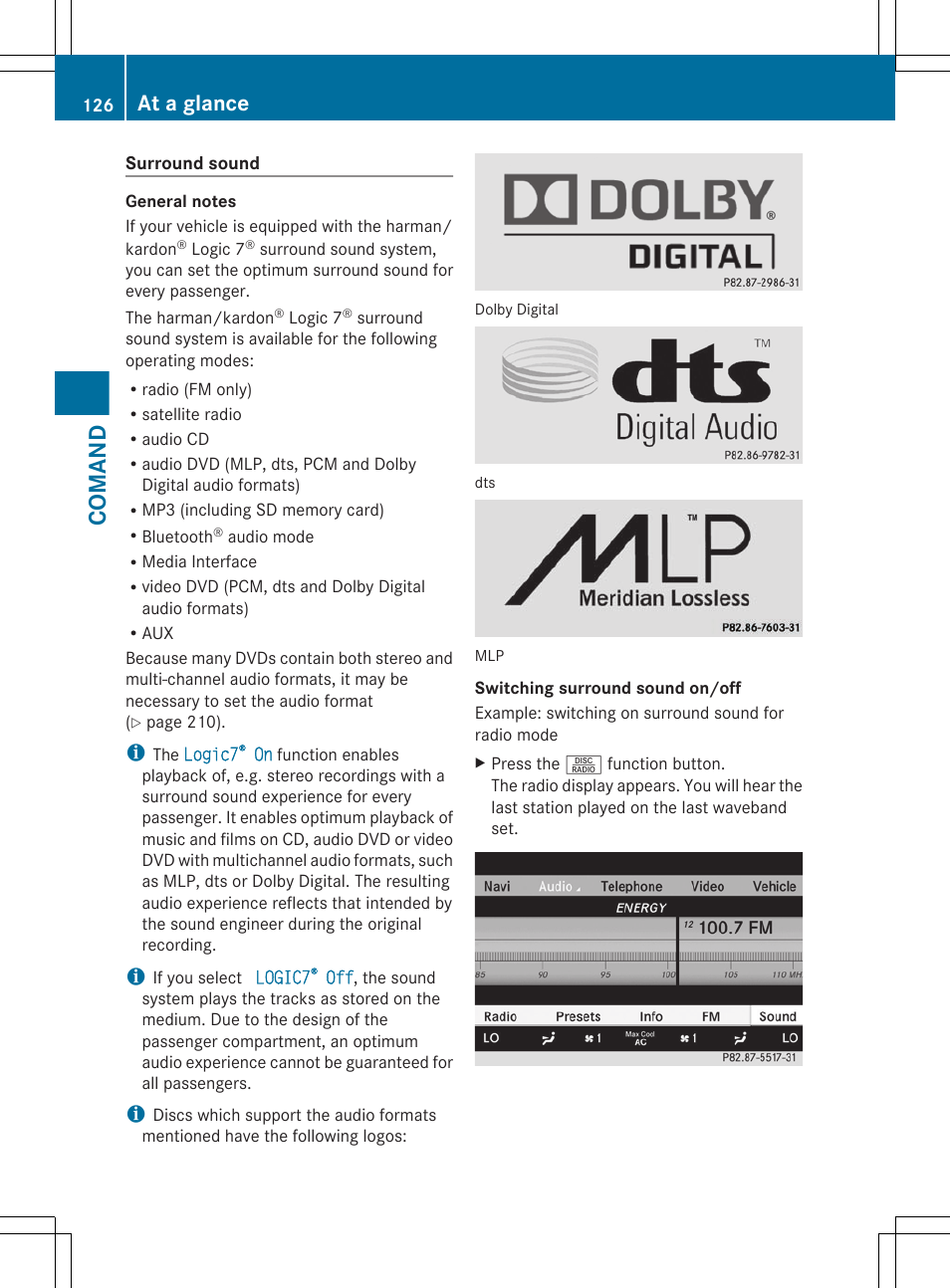 Comand, At a glance | Mercedes-Benz CL-Class 2011 User Manual | Page 128 / 480