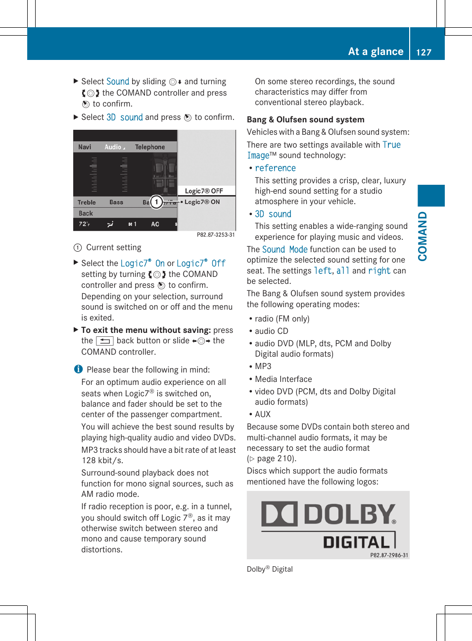 Comand, At a glance | Mercedes-Benz CL-Class 2011 User Manual | Page 129 / 480