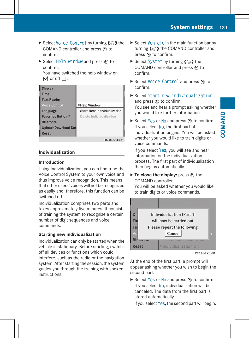 Comand, System settings | Mercedes-Benz CL-Class 2011 User Manual | Page 133 / 480