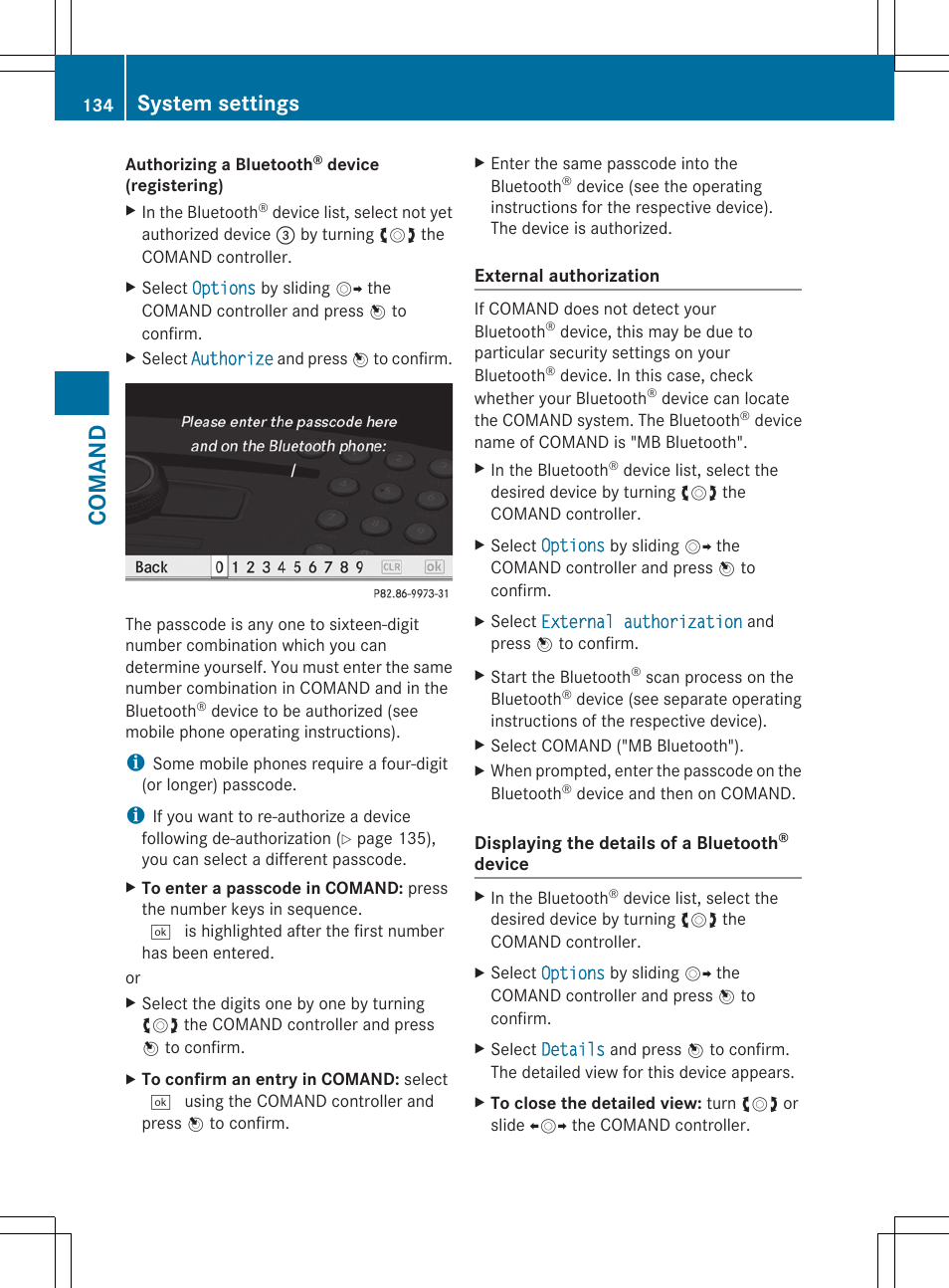 Comand, System settings | Mercedes-Benz CL-Class 2011 User Manual | Page 136 / 480