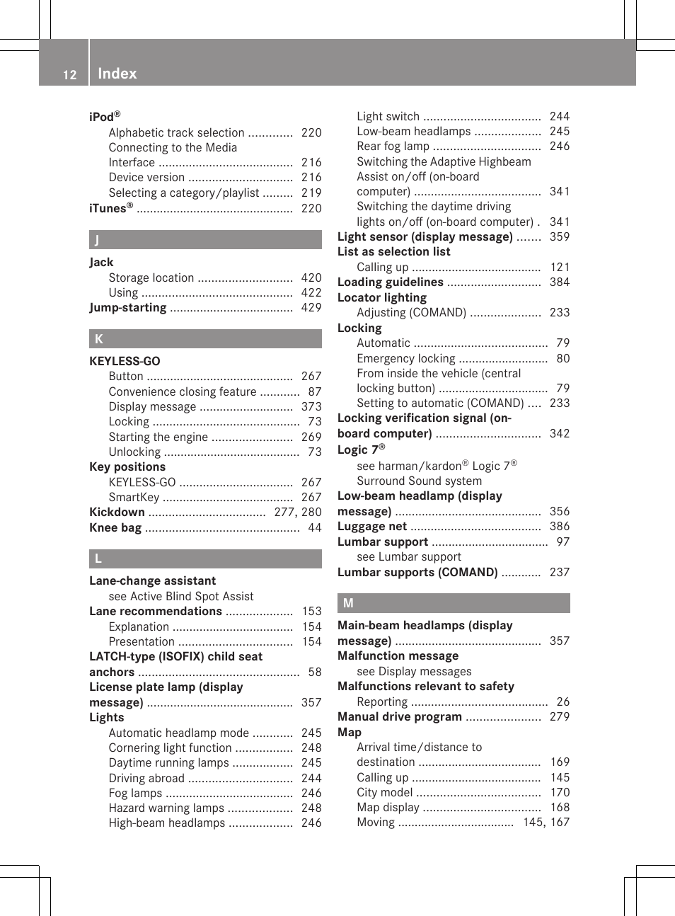 Index | Mercedes-Benz CL-Class 2011 User Manual | Page 14 / 480