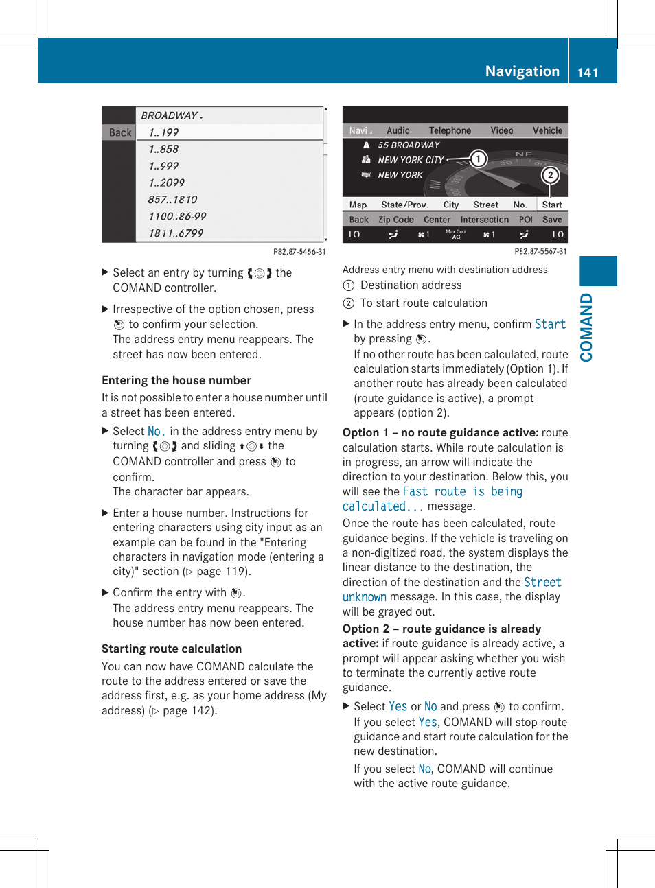 Comand, Navigation | Mercedes-Benz CL-Class 2011 User Manual | Page 143 / 480