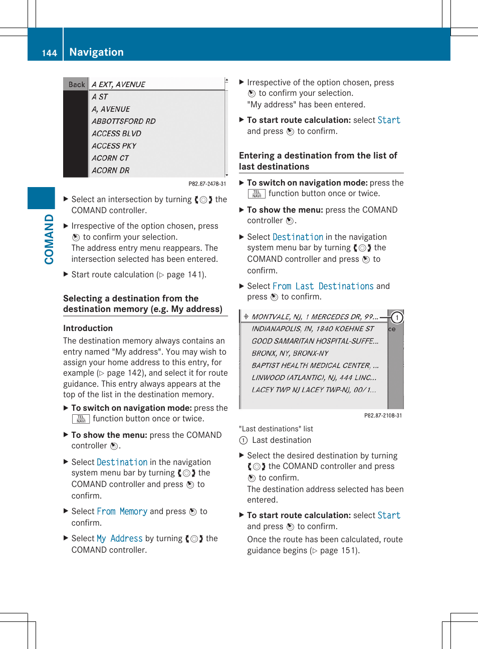 Comand, Navigation | Mercedes-Benz CL-Class 2011 User Manual | Page 146 / 480