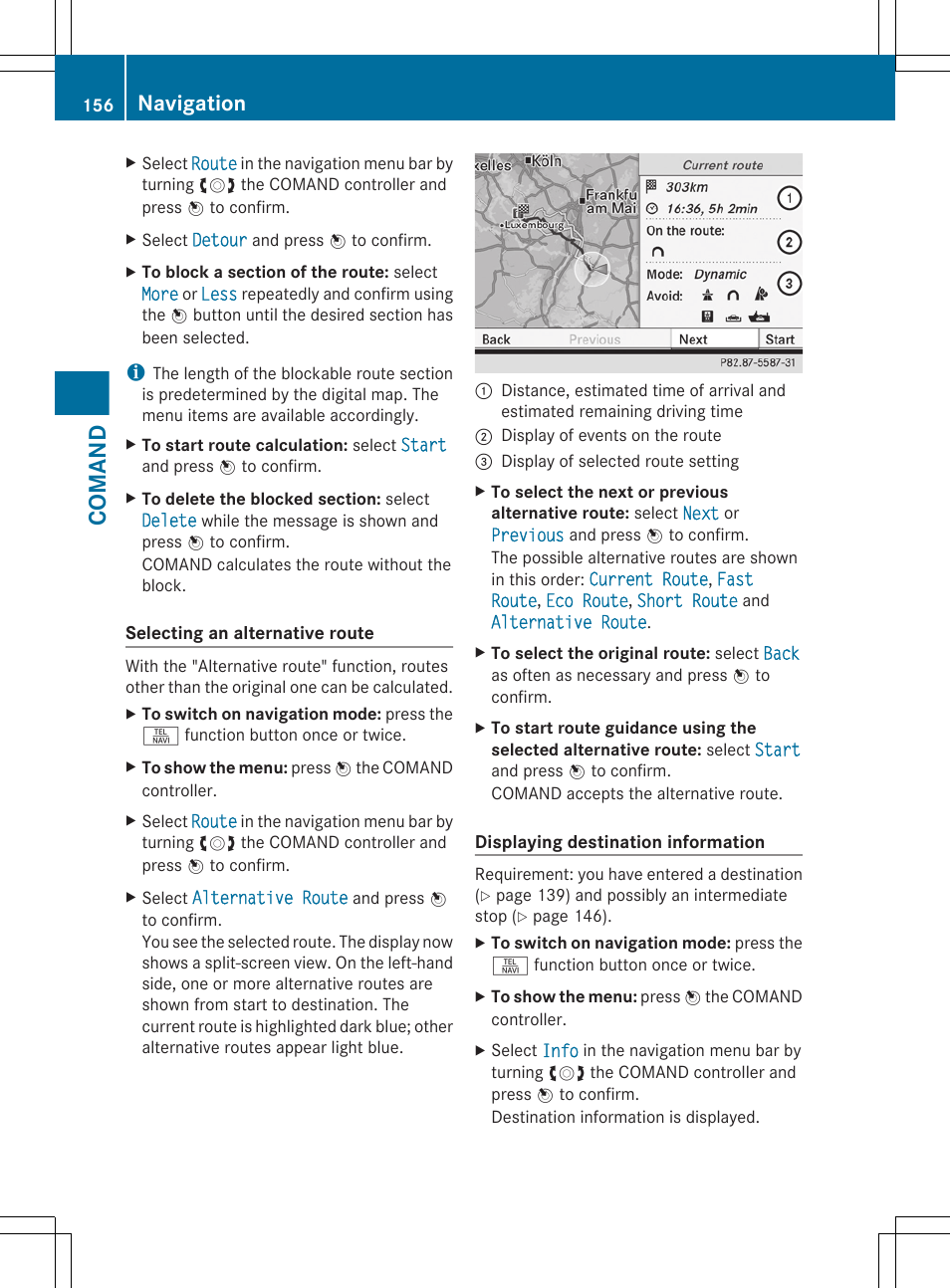 Comand, Navigation | Mercedes-Benz CL-Class 2011 User Manual | Page 158 / 480