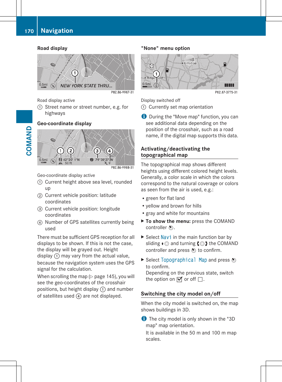 Comand, Navigation | Mercedes-Benz CL-Class 2011 User Manual | Page 172 / 480