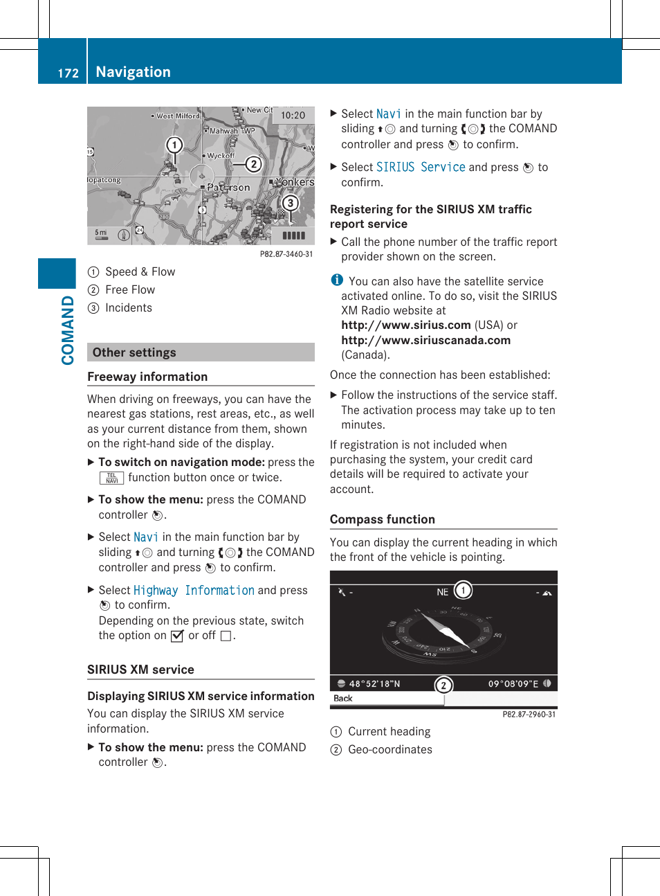 Other settings, Comand, Navigation | Mercedes-Benz CL-Class 2011 User Manual | Page 174 / 480