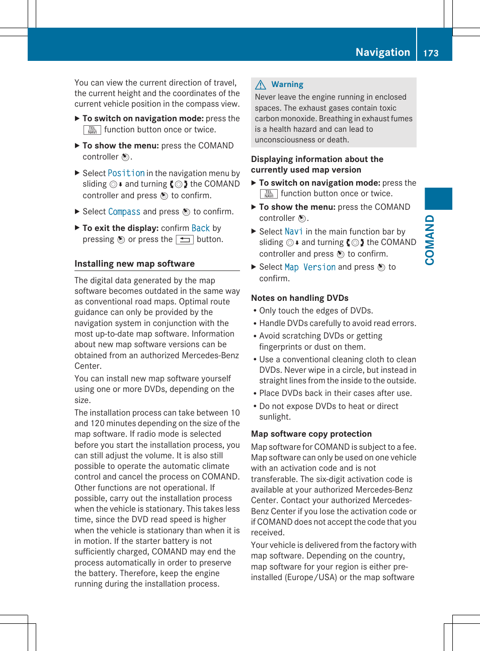 Comand, Navigation | Mercedes-Benz CL-Class 2011 User Manual | Page 175 / 480