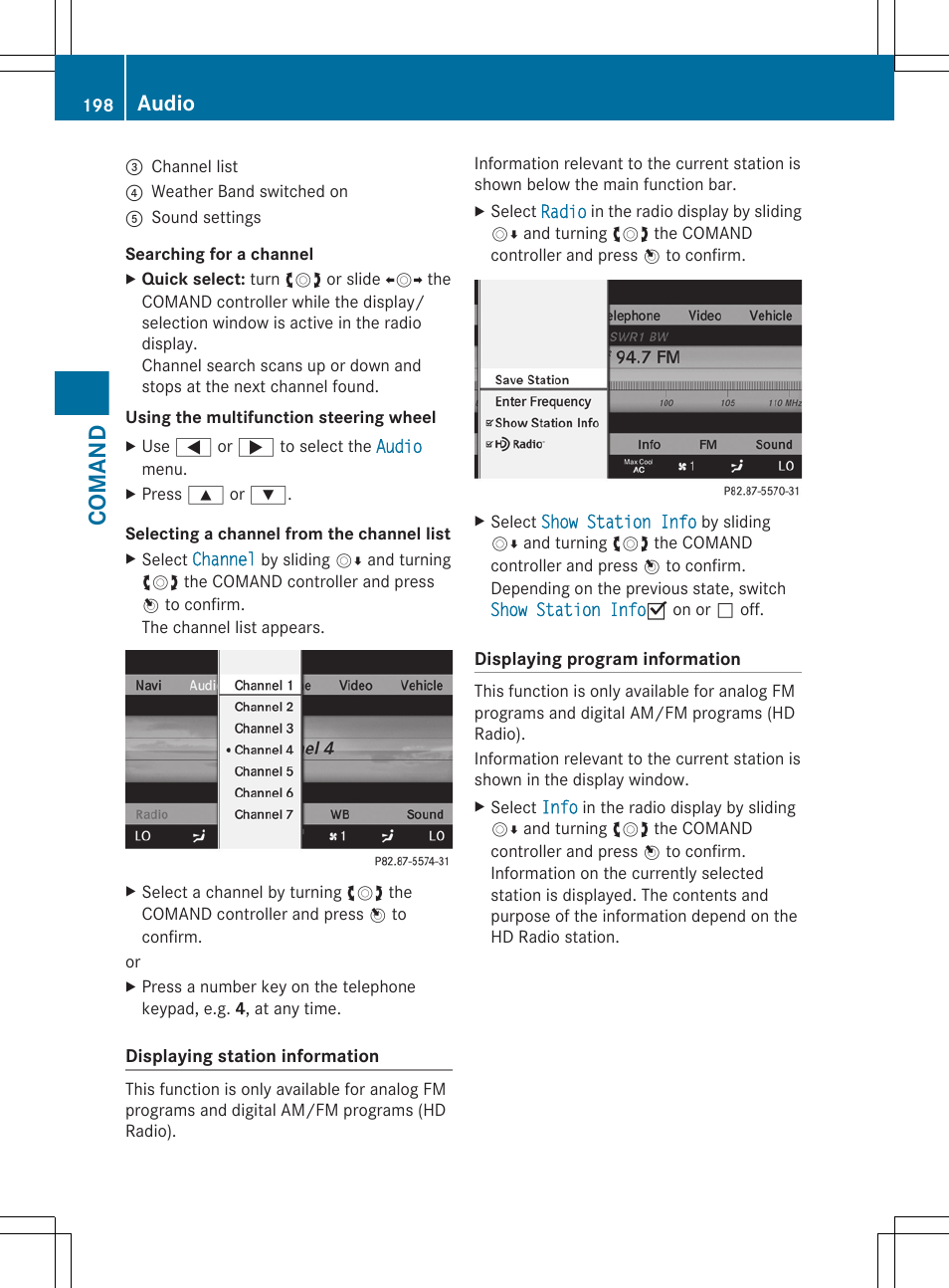 Comand, Audio | Mercedes-Benz CL-Class 2011 User Manual | Page 200 / 480