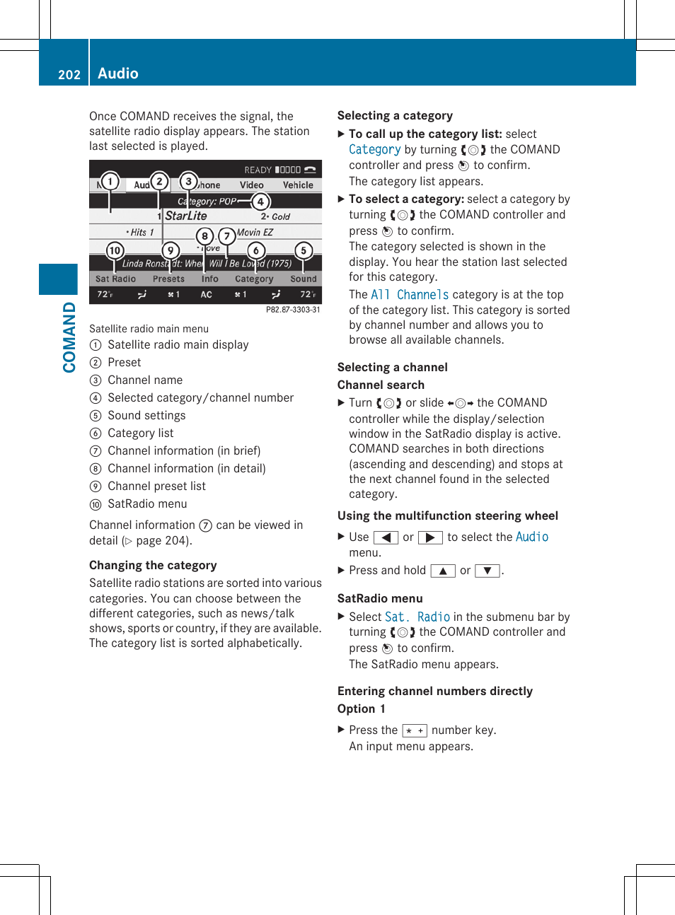 Comand, Audio | Mercedes-Benz CL-Class 2011 User Manual | Page 204 / 480