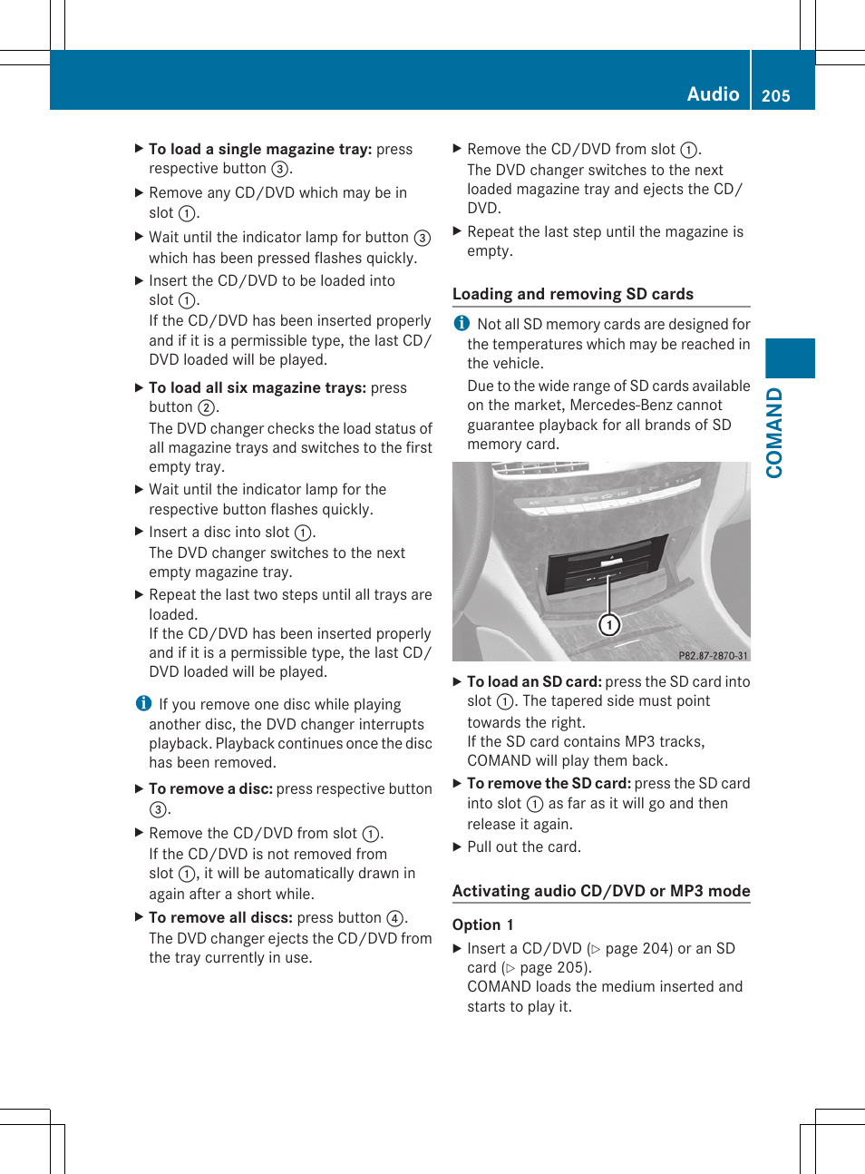 Comand, Audio | Mercedes-Benz CL-Class 2011 User Manual | Page 207 / 480