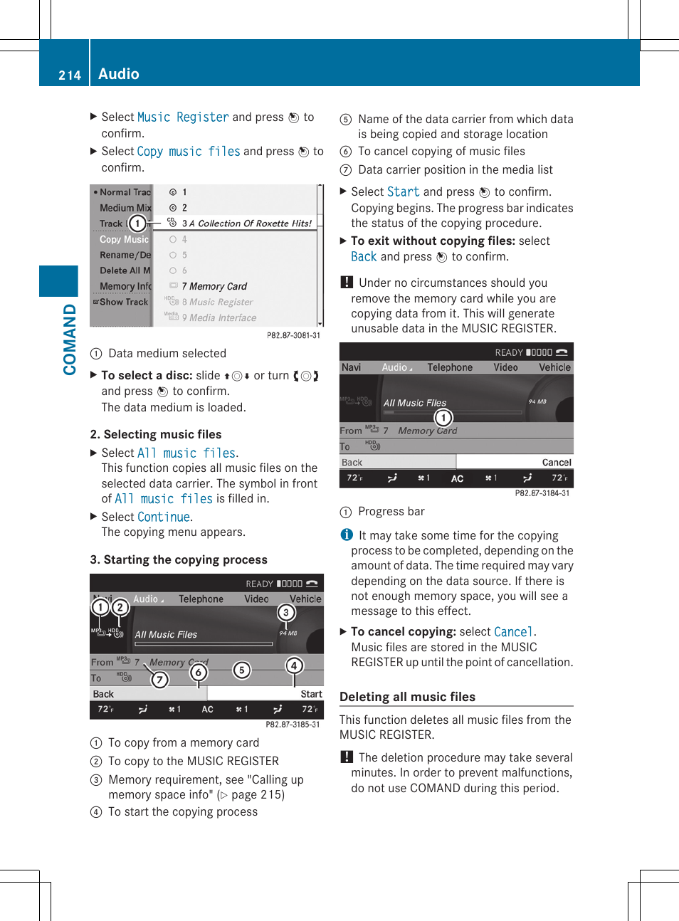 Comand, Audio | Mercedes-Benz CL-Class 2011 User Manual | Page 216 / 480