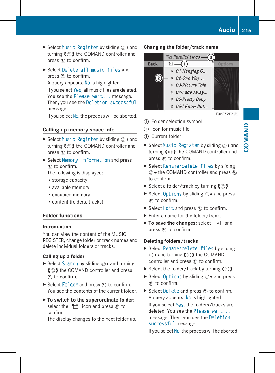 Comand, Audio | Mercedes-Benz CL-Class 2011 User Manual | Page 217 / 480