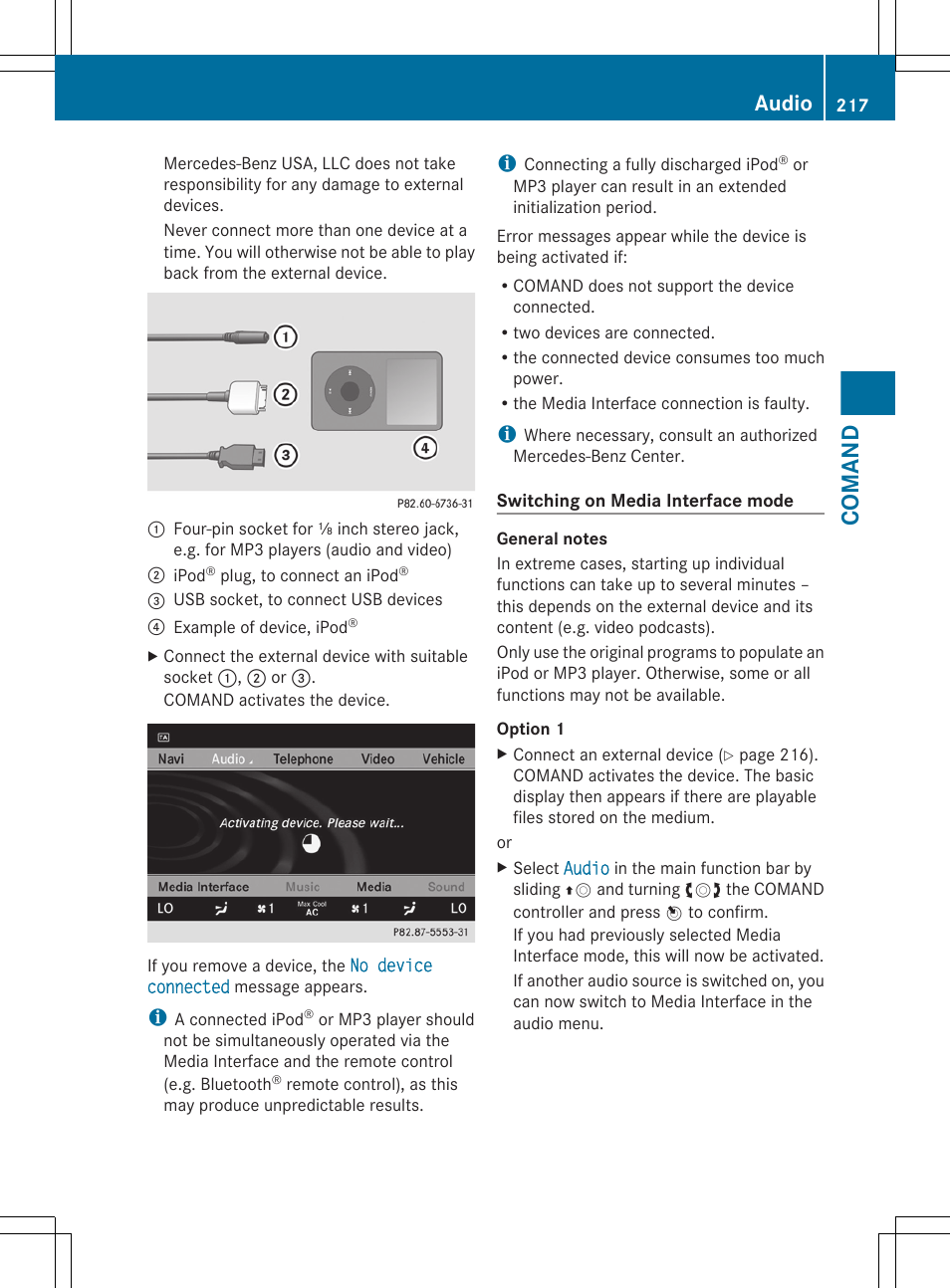 Comand, Audio | Mercedes-Benz CL-Class 2011 User Manual | Page 219 / 480