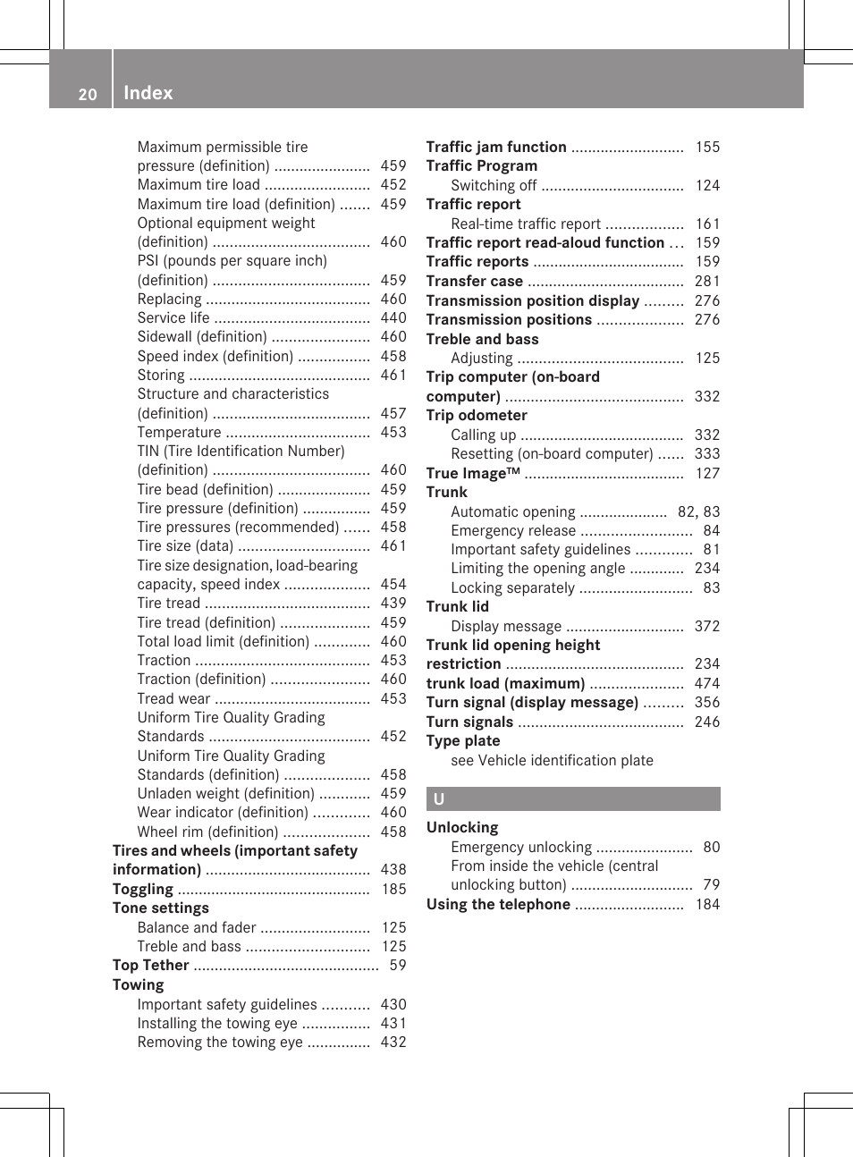 Index | Mercedes-Benz CL-Class 2011 User Manual | Page 22 / 480