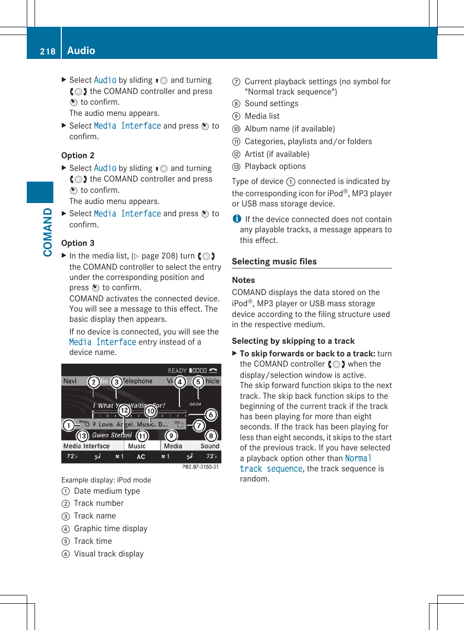 Comand, Audio | Mercedes-Benz CL-Class 2011 User Manual | Page 220 / 480