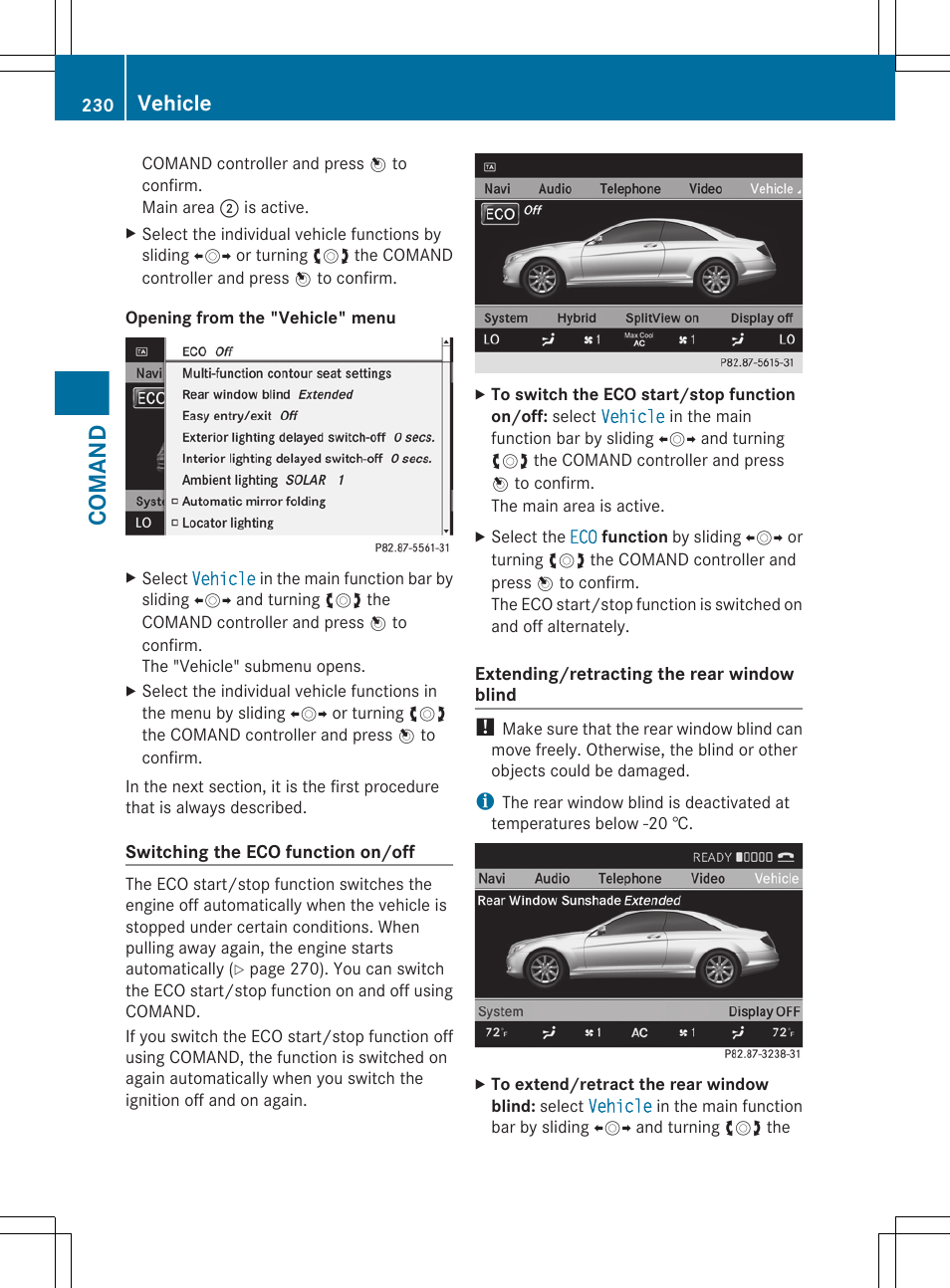 Comand, Vehicle | Mercedes-Benz CL-Class 2011 User Manual | Page 232 / 480