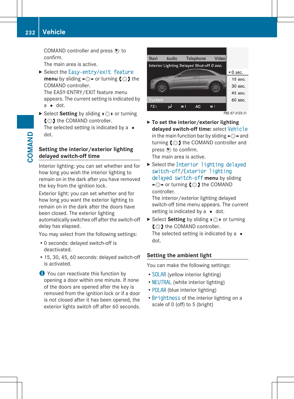 Comand, Vehicle | Mercedes-Benz CL-Class 2011 User Manual | Page 234 / 480