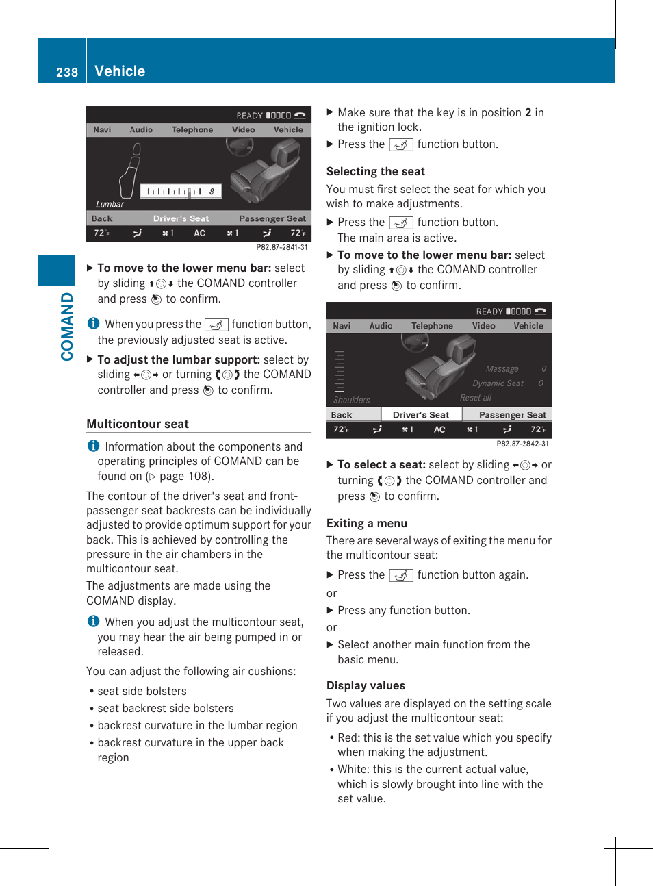 Comand, Vehicle | Mercedes-Benz CL-Class 2011 User Manual | Page 240 / 480