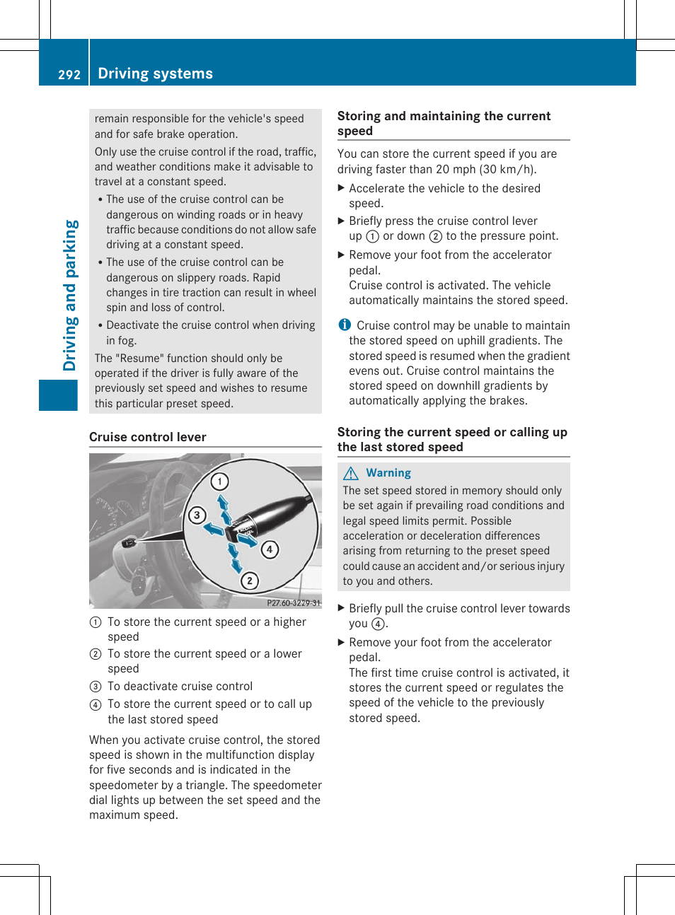 Driving and parking, Driving systems | Mercedes-Benz CL-Class 2011 User Manual | Page 294 / 480