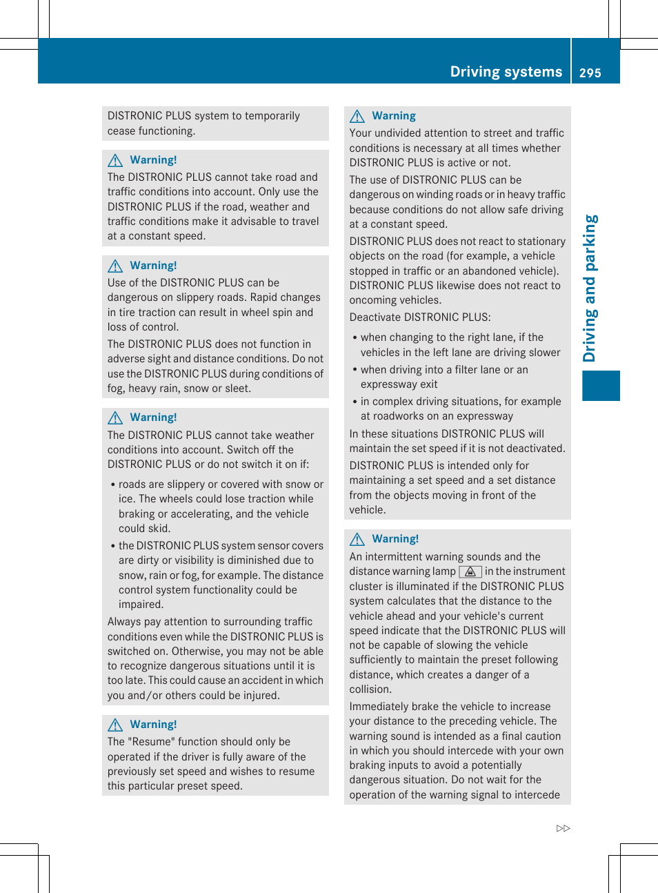 Driving and parking, Driving systems | Mercedes-Benz CL-Class 2011 User Manual | Page 297 / 480