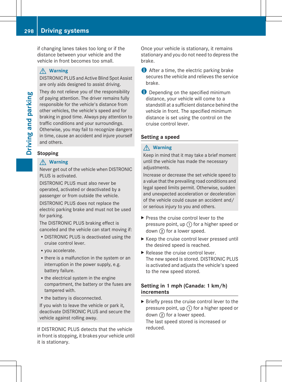 Driving and parking, Driving systems | Mercedes-Benz CL-Class 2011 User Manual | Page 300 / 480