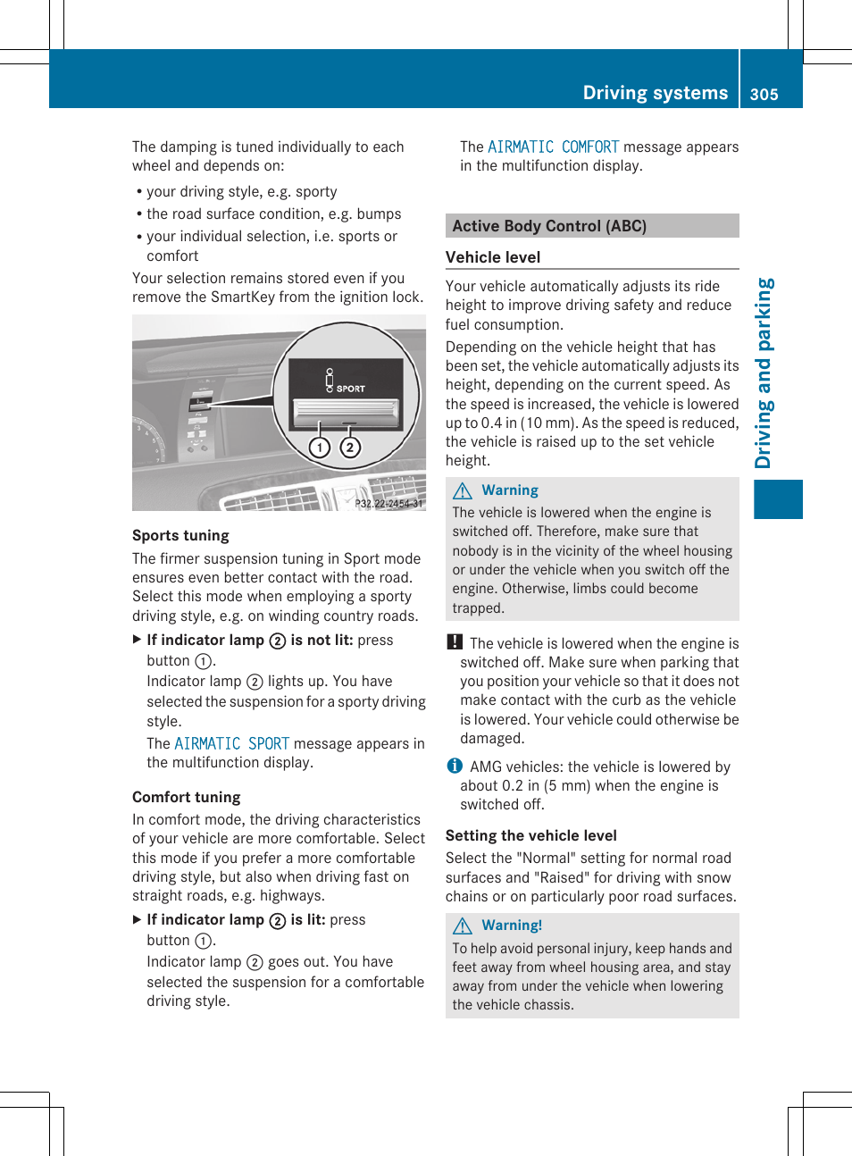 Active body control (abc), Driving and parking, Driving systems | Mercedes-Benz CL-Class 2011 User Manual | Page 307 / 480