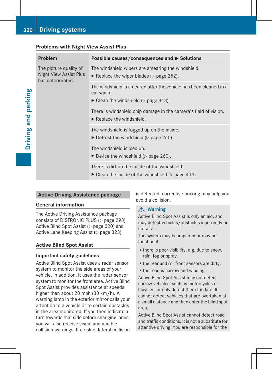 Active driving assistance package, Driving and parking, Driving systems | Mercedes-Benz CL-Class 2011 User Manual | Page 322 / 480