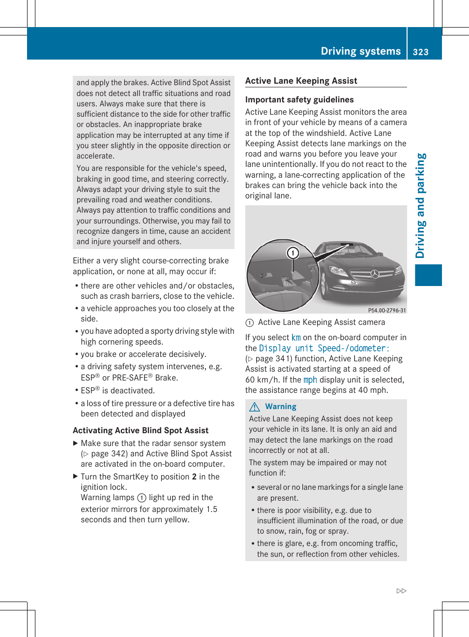 Driving and parking, Driving systems | Mercedes-Benz CL-Class 2011 User Manual | Page 325 / 480