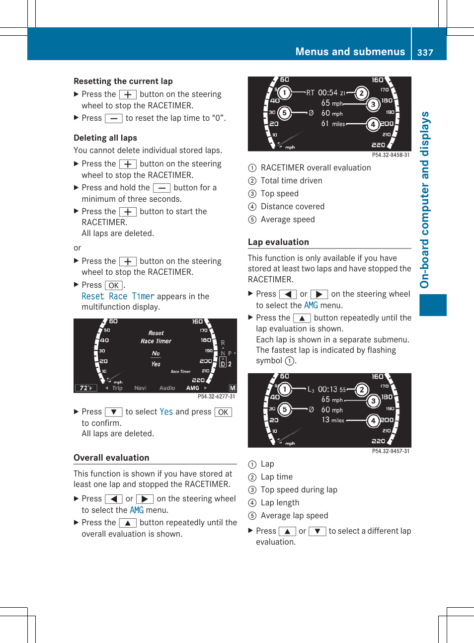 On-board computer and displays, Menus and submenus | Mercedes-Benz CL-Class 2011 User Manual | Page 339 / 480