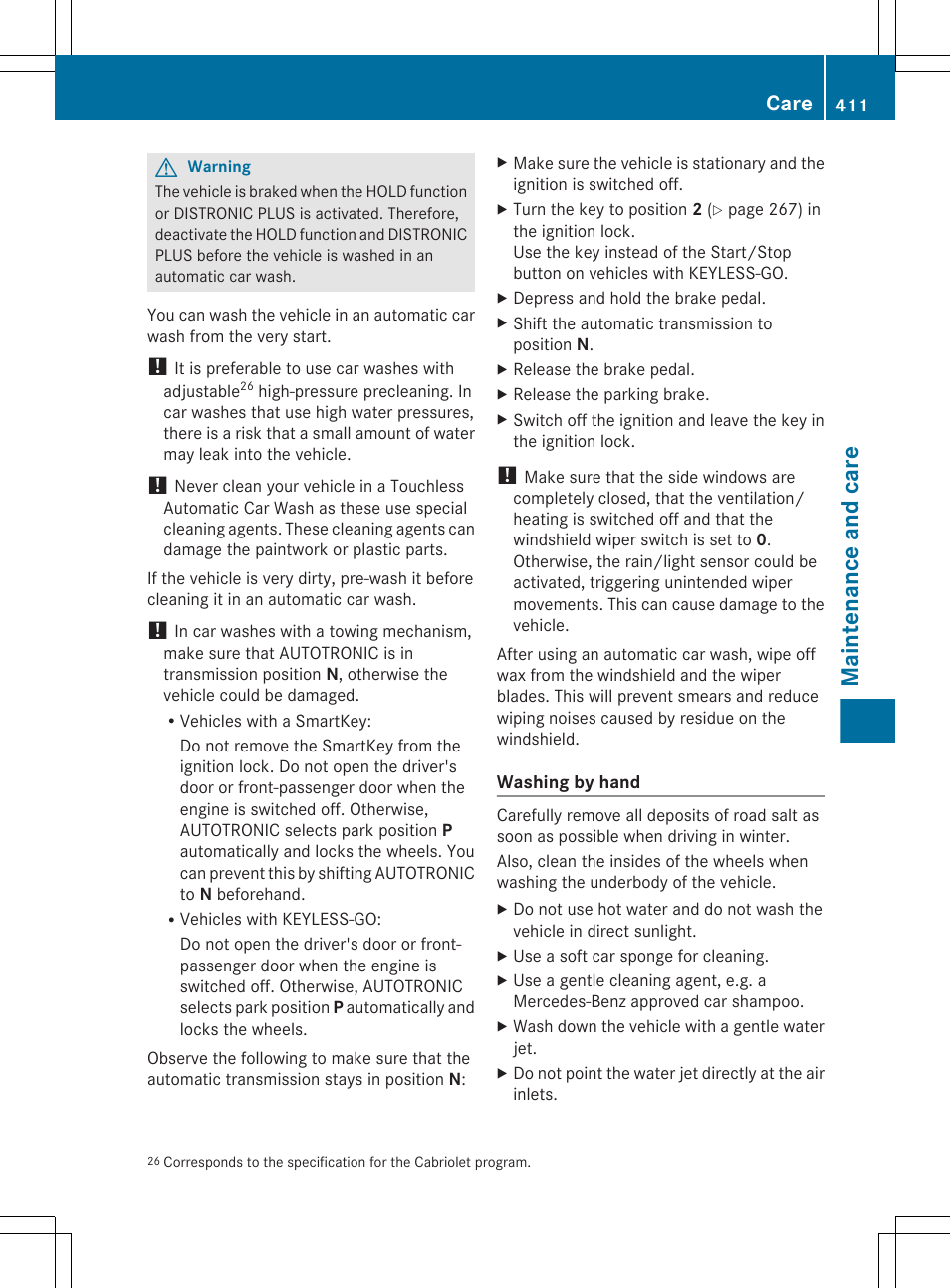 Maintenance and care, Care | Mercedes-Benz CL-Class 2011 User Manual | Page 413 / 480