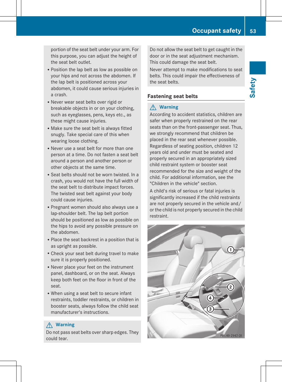 Safety, Occupant safety | Mercedes-Benz CL-Class 2011 User Manual | Page 55 / 480