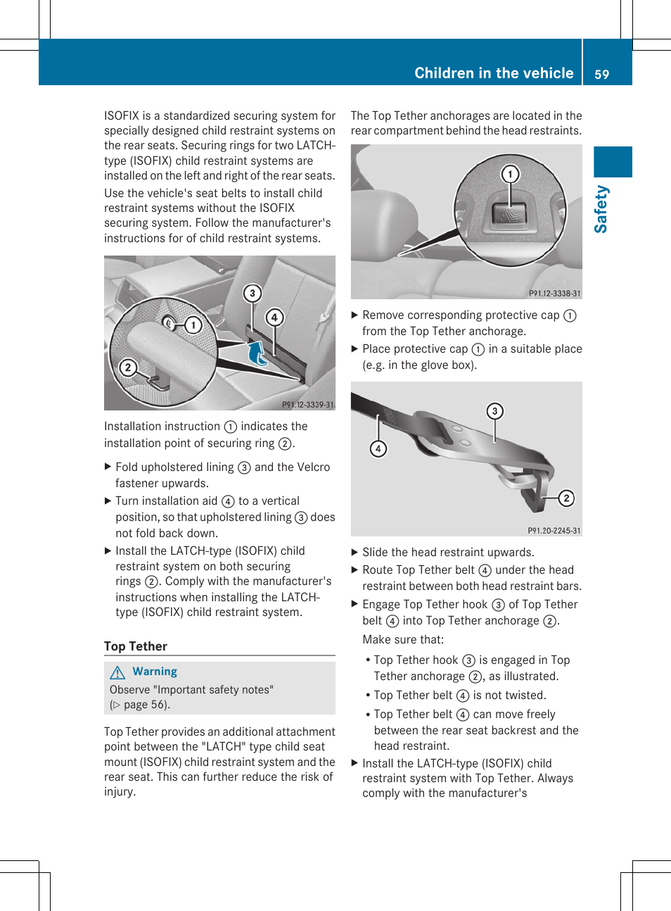 Safety, Children in the vehicle | Mercedes-Benz CL-Class 2011 User Manual | Page 61 / 480