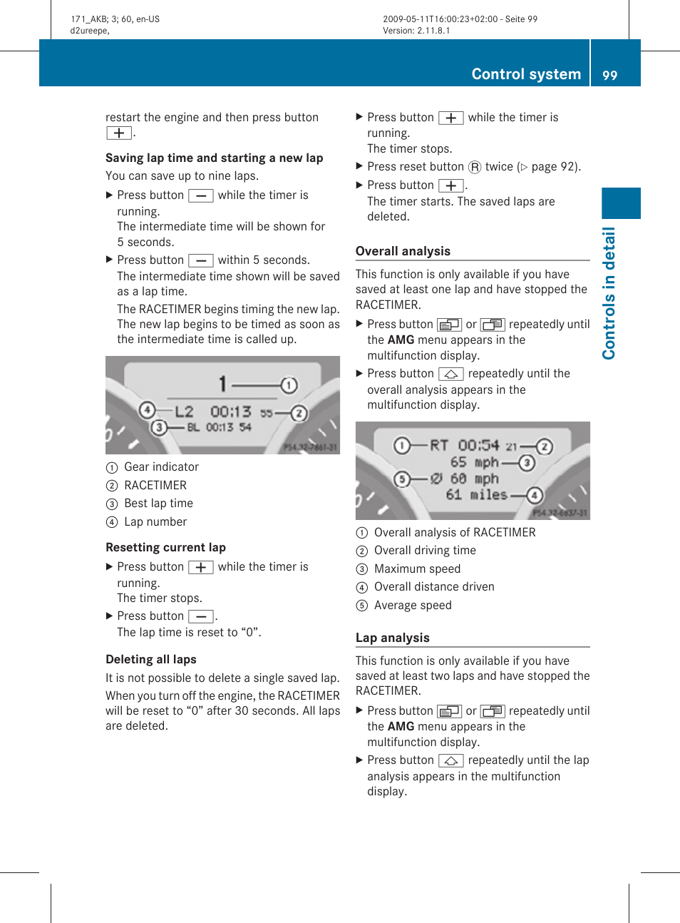 Overall analysis, Controls in detail, Control system | Mercedes-Benz SLK-Class 2011 Owners Manual User Manual | Page 101 / 312