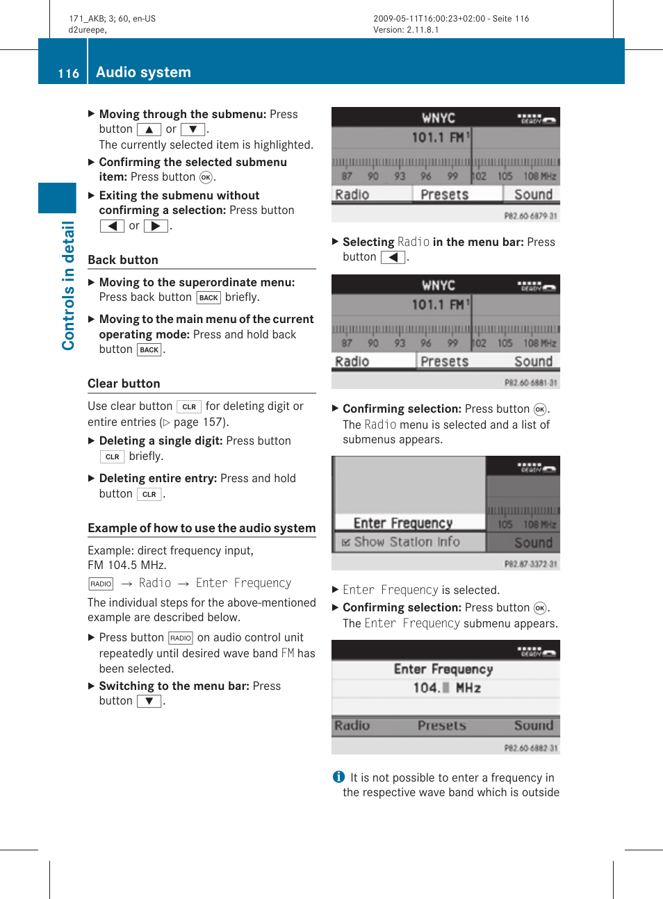 Controls in detail, Audio system | Mercedes-Benz SLK-Class 2011 Owners Manual User Manual | Page 118 / 312