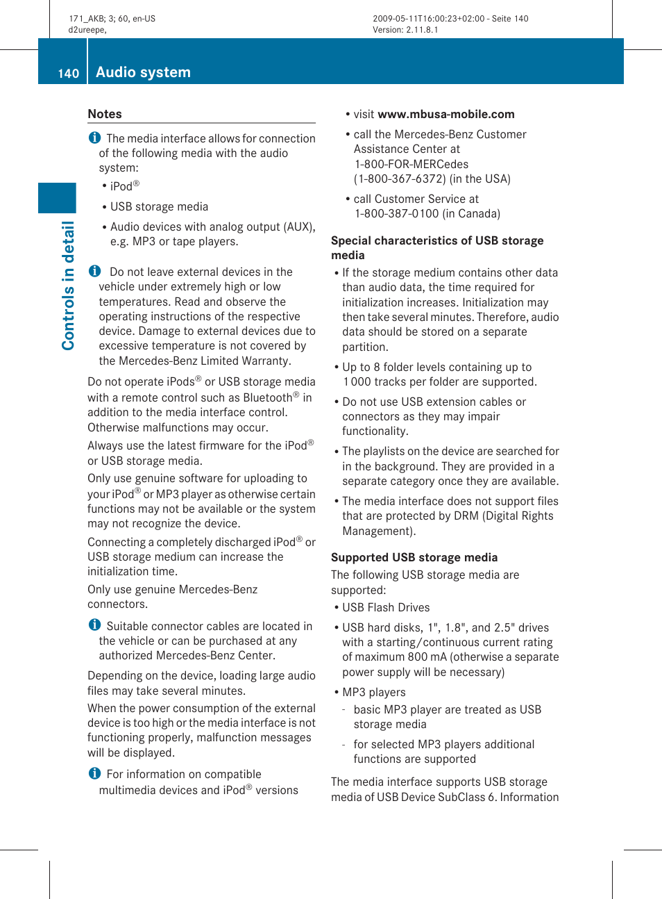 Controls in detail, Audio system | Mercedes-Benz SLK-Class 2011 Owners Manual User Manual | Page 142 / 312