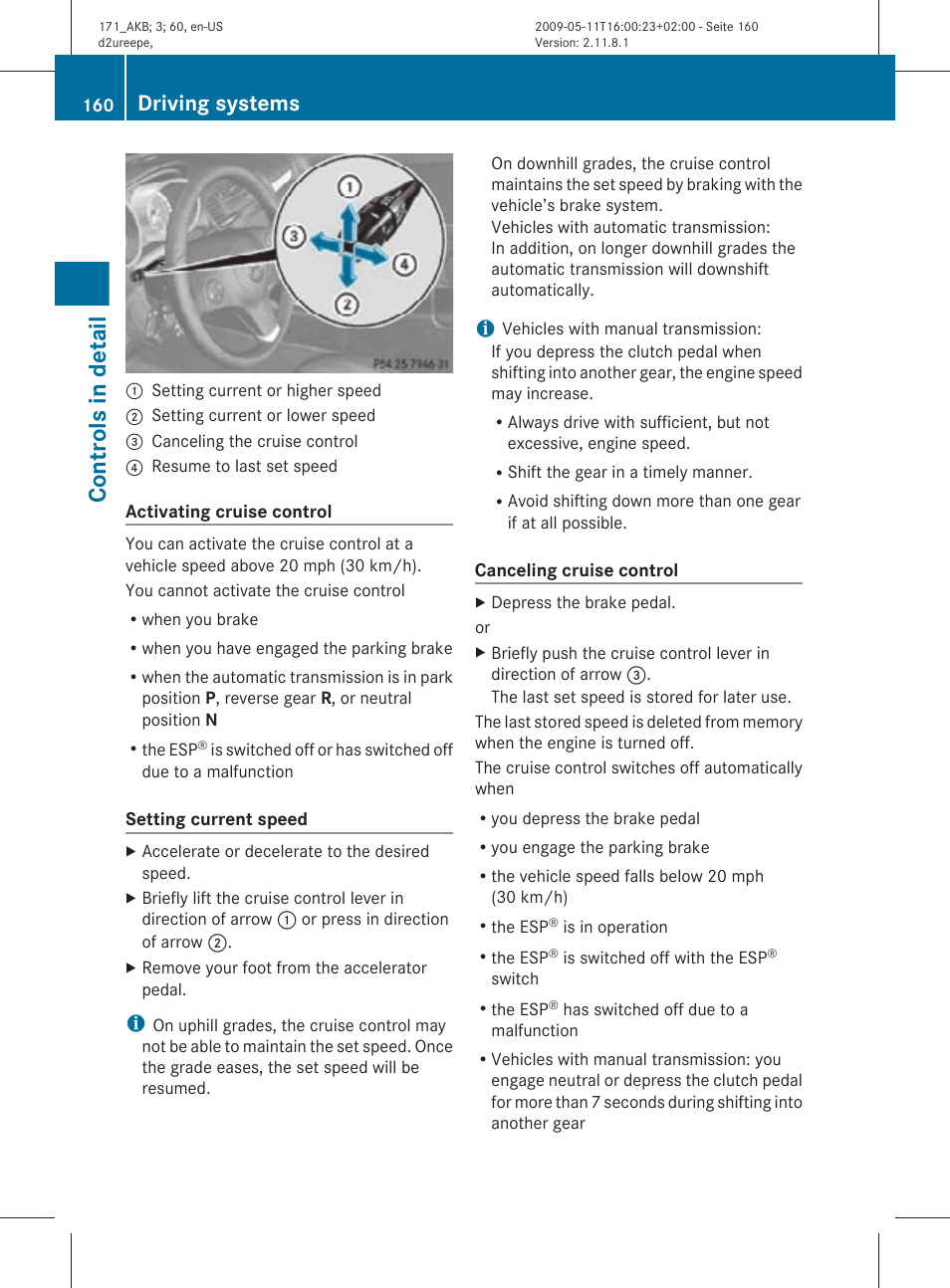 Controls in detail, Driving systems | Mercedes-Benz SLK-Class 2011 Owners Manual User Manual | Page 162 / 312