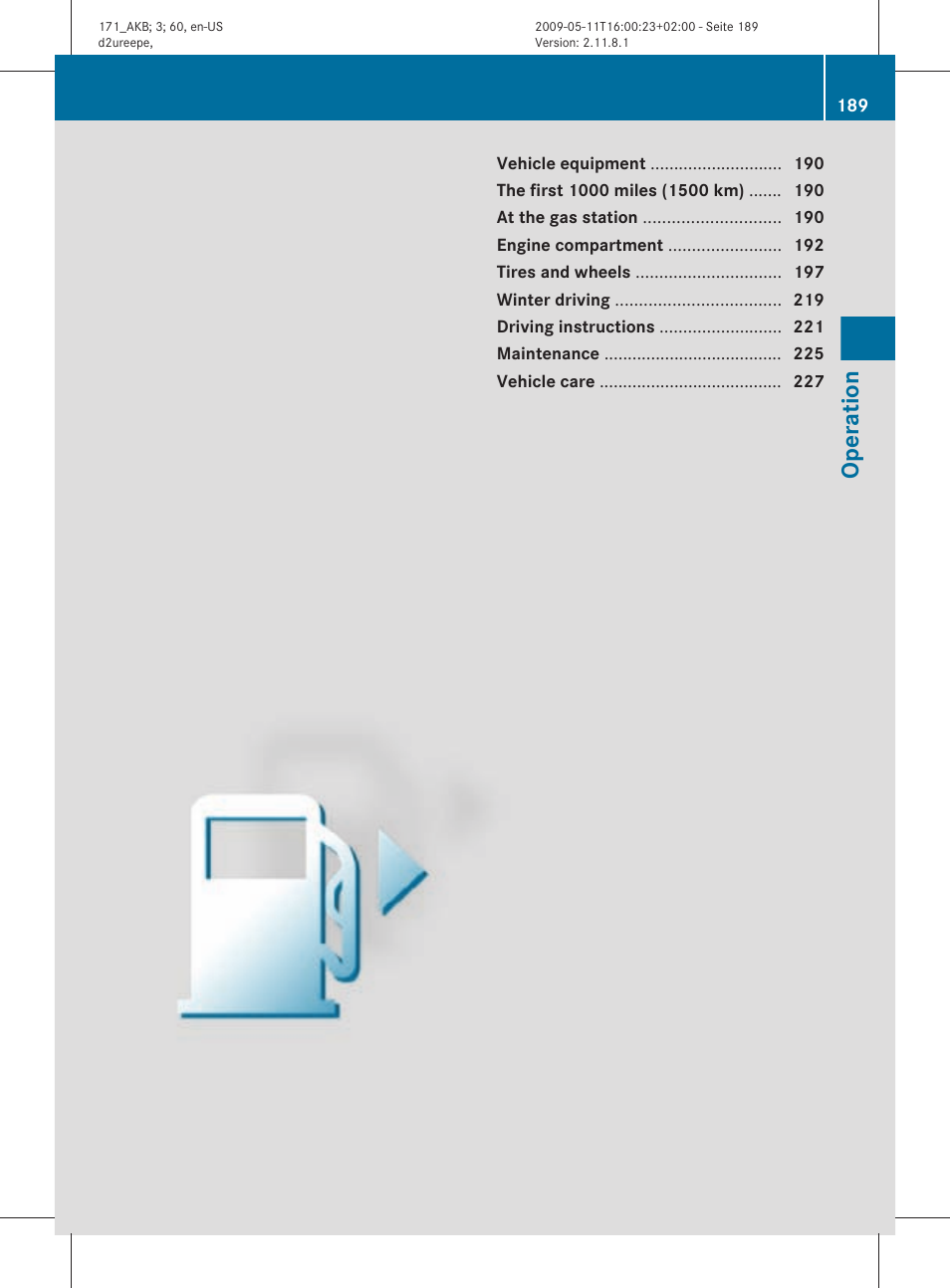 Operation | Mercedes-Benz SLK-Class 2011 Owners Manual User Manual | Page 191 / 312