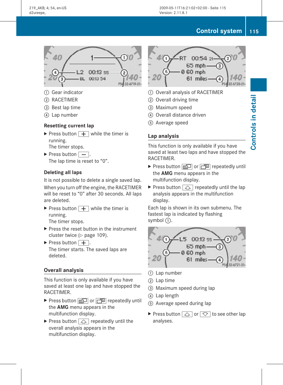 Overall analysis, Controls in detail, Control system | Mercedes-Benz CLS-Class 2011 Owners Manual User Manual | Page 117 / 308