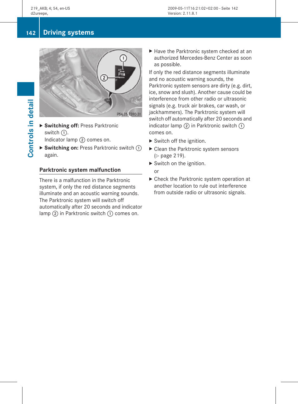 Controls in detail, Driving systems | Mercedes-Benz CLS-Class 2011 Owners Manual User Manual | Page 144 / 308