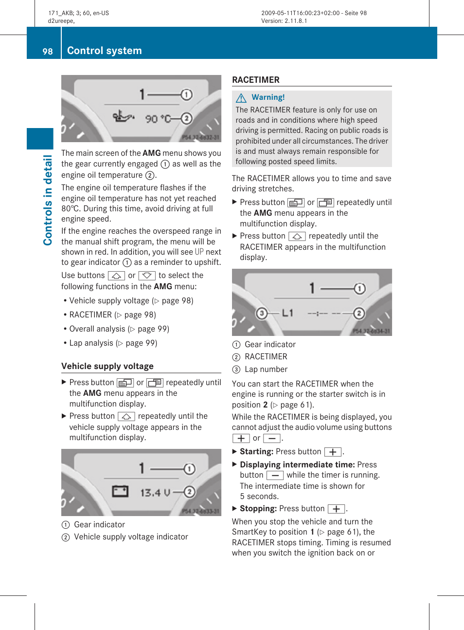Controls in detail, Control system | Mercedes-Benz SLK-Class 2010 Owners Manual User Manual | Page 100 / 312
