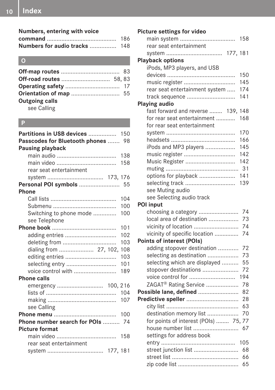 Index | Mercedes-Benz G-Class 2010 COMAND Manual User Manual | Page 12 / 224