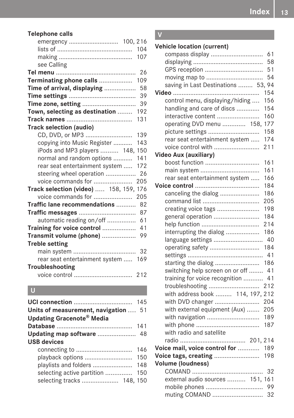 Index | Mercedes-Benz G-Class 2010 COMAND Manual User Manual | Page 15 / 224