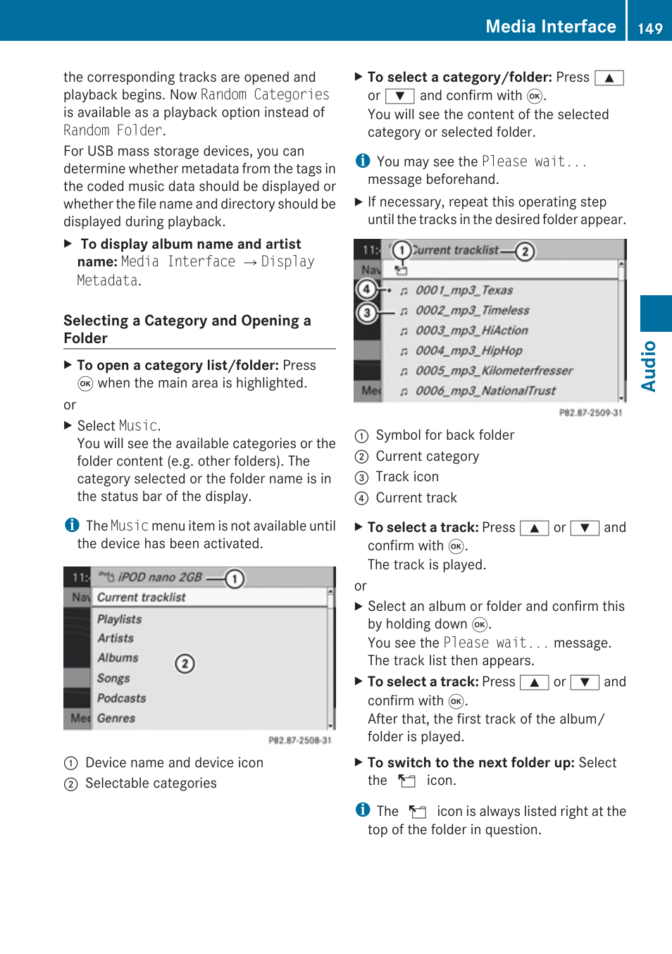 Audio, Media interface | Mercedes-Benz G-Class 2010 COMAND Manual User Manual | Page 151 / 224