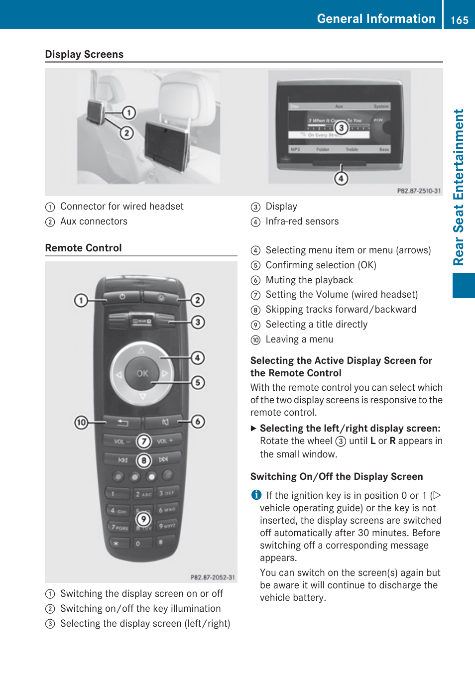 Rear seat entertainment, General information | Mercedes-Benz G-Class 2010 COMAND Manual User Manual | Page 167 / 224
