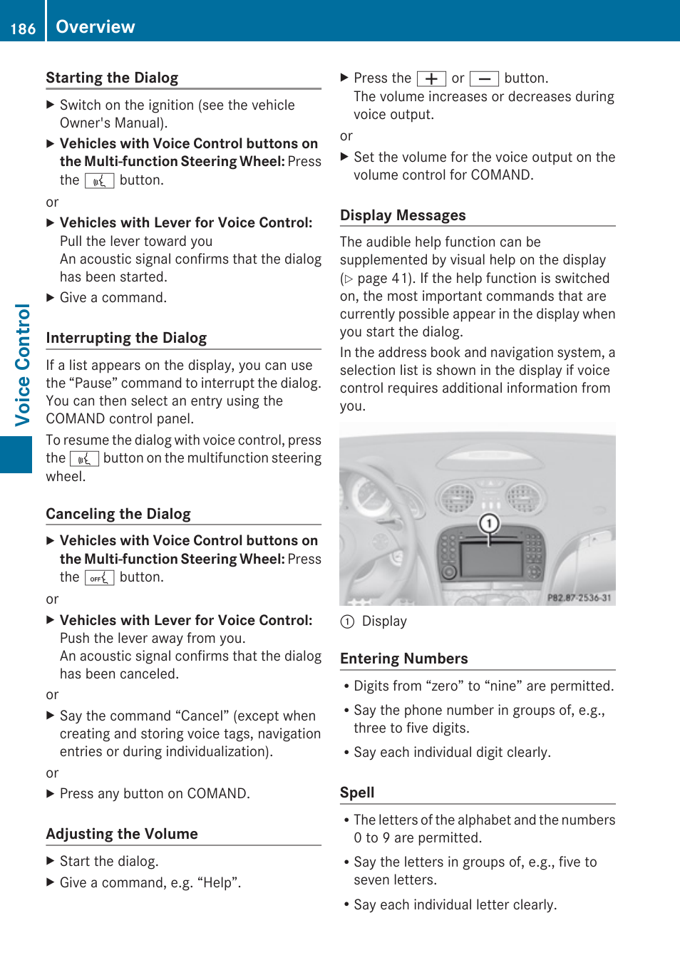 Voice control, Overview | Mercedes-Benz G-Class 2010 COMAND Manual User Manual | Page 188 / 224