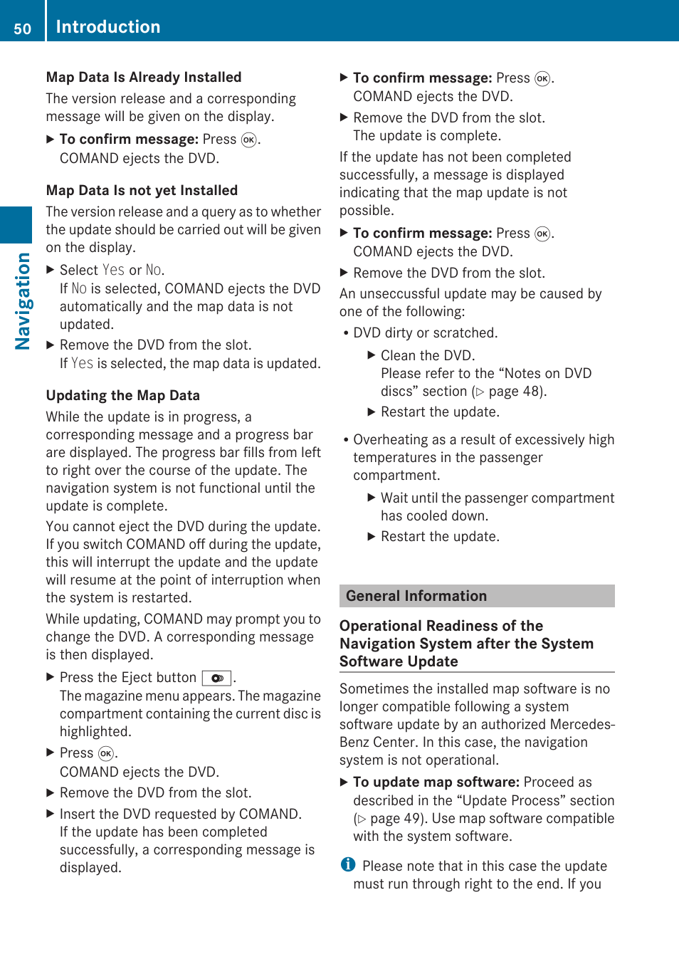 General information, Navigation, Introduction | Mercedes-Benz G-Class 2010 COMAND Manual User Manual | Page 52 / 224