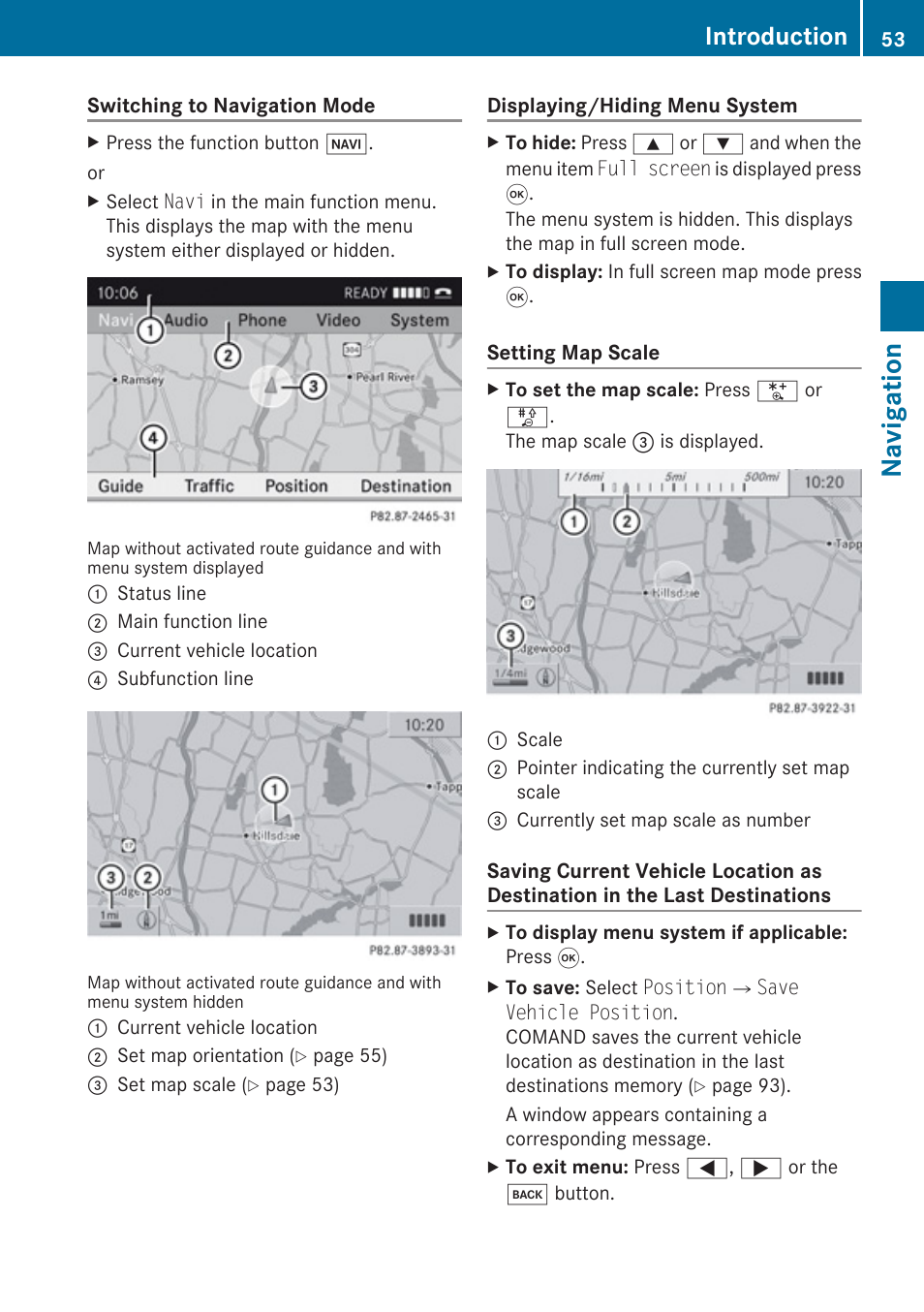Navigation, Introduction | Mercedes-Benz G-Class 2010 COMAND Manual User Manual | Page 55 / 224