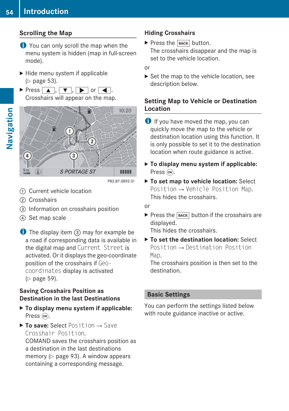 Basic settings, Navigation, Introduction | Mercedes-Benz G-Class 2010 COMAND Manual User Manual | Page 56 / 224